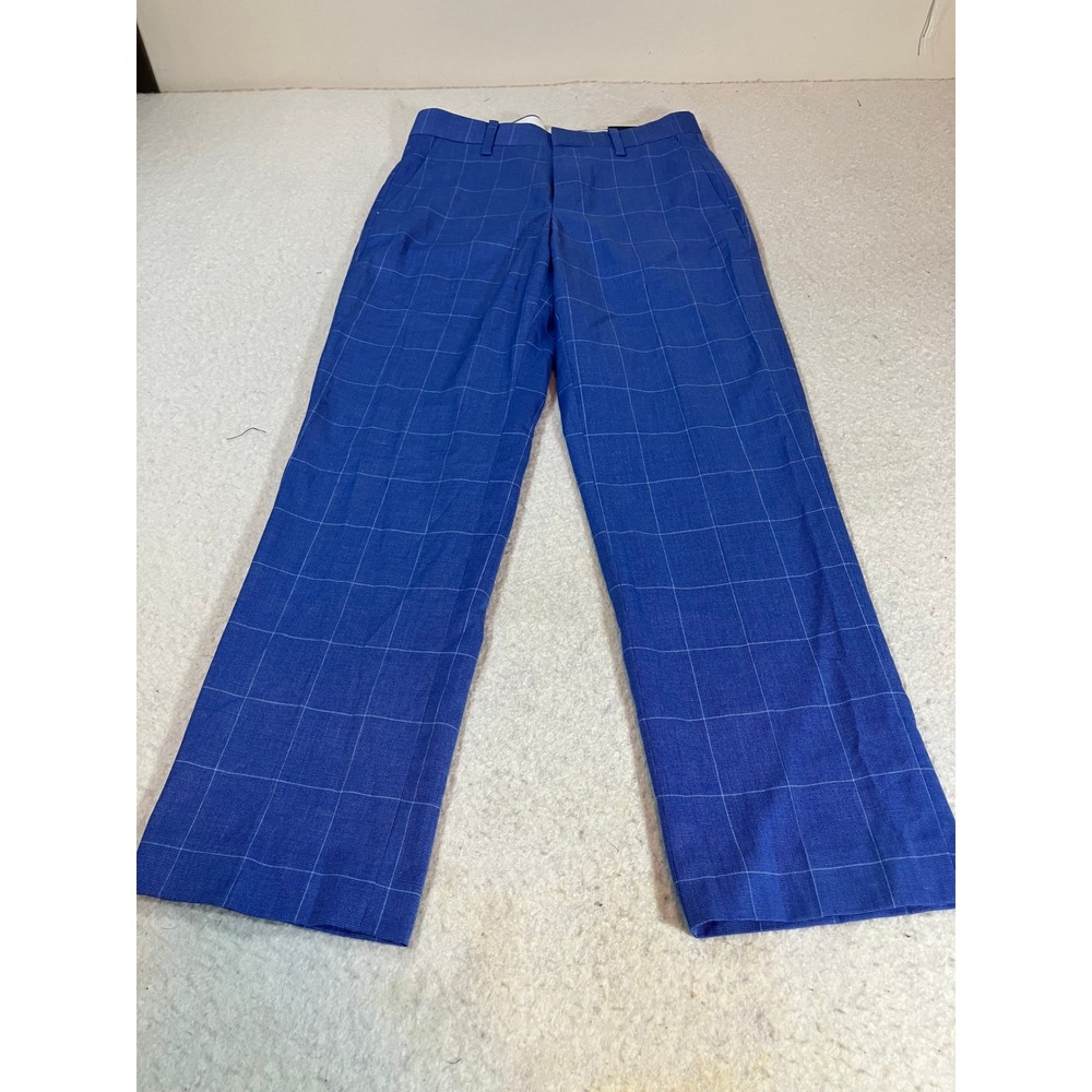 Tommy Hilfiger THFLEX Boys Mazarine Blue Windowpane Plaid Slacks Dress Pants 10